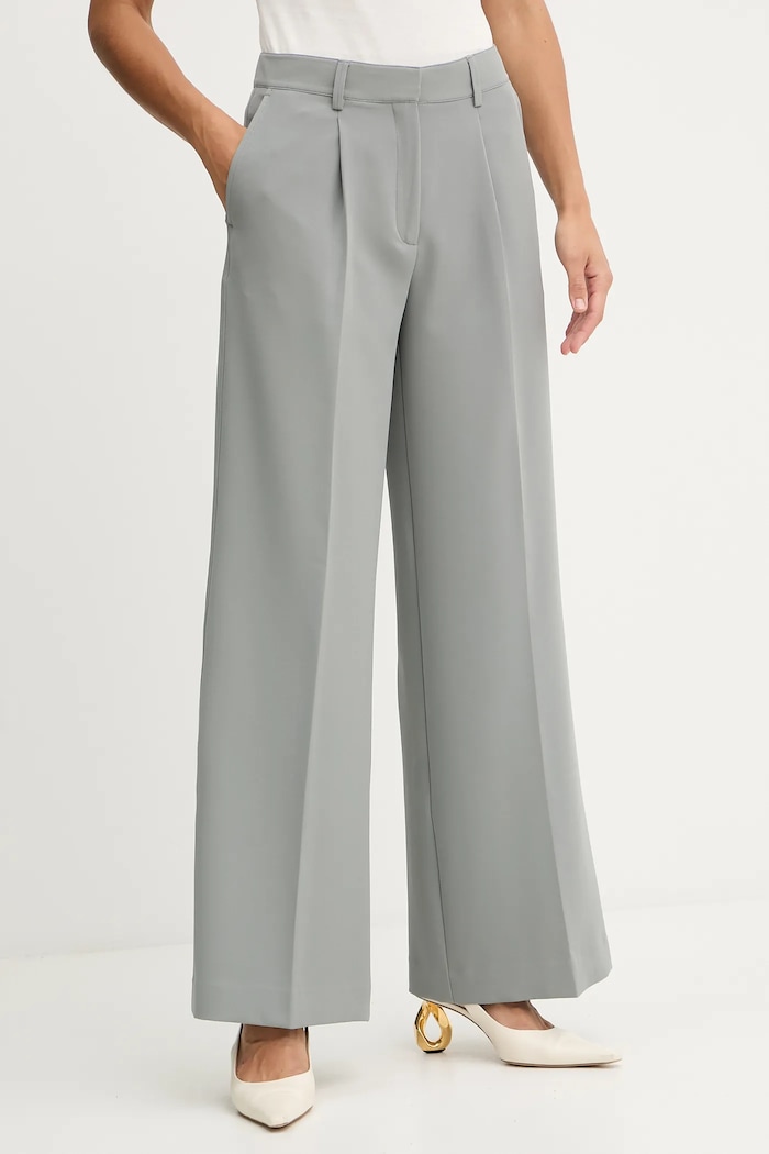 BOSS Orange pantaloni wide leg damă C_Tiwi2 drept gri 50545580