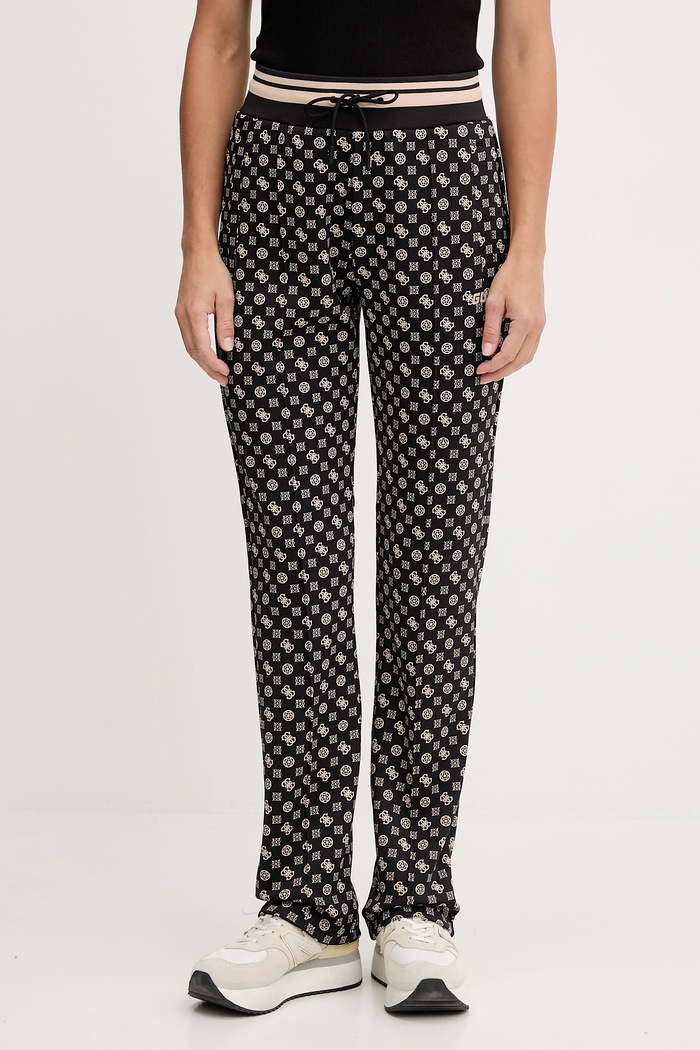 Guess spodnie dresowe NEW AGGIE wzorzyste czarny V5YB20.KB212