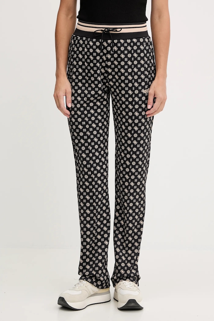 Guess spodnie dresowe NEW AGGIE wzorzyste czarny V5YB20.KB212