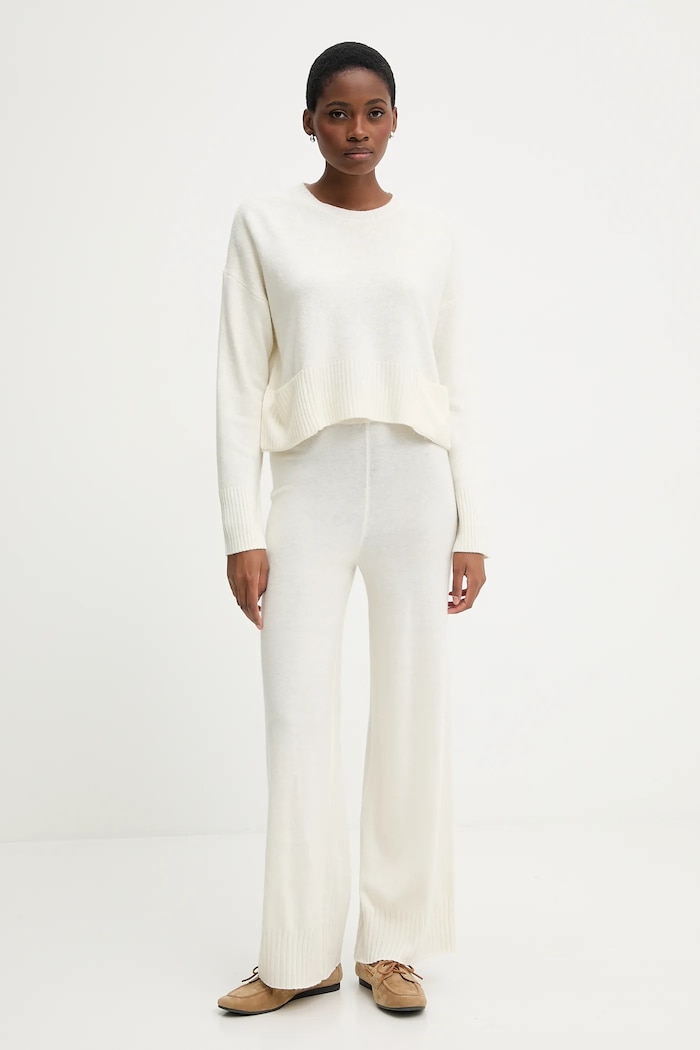United Colors of Benetton spodnie z dodatkiem wełny 102HDF00Z beżowy AW25