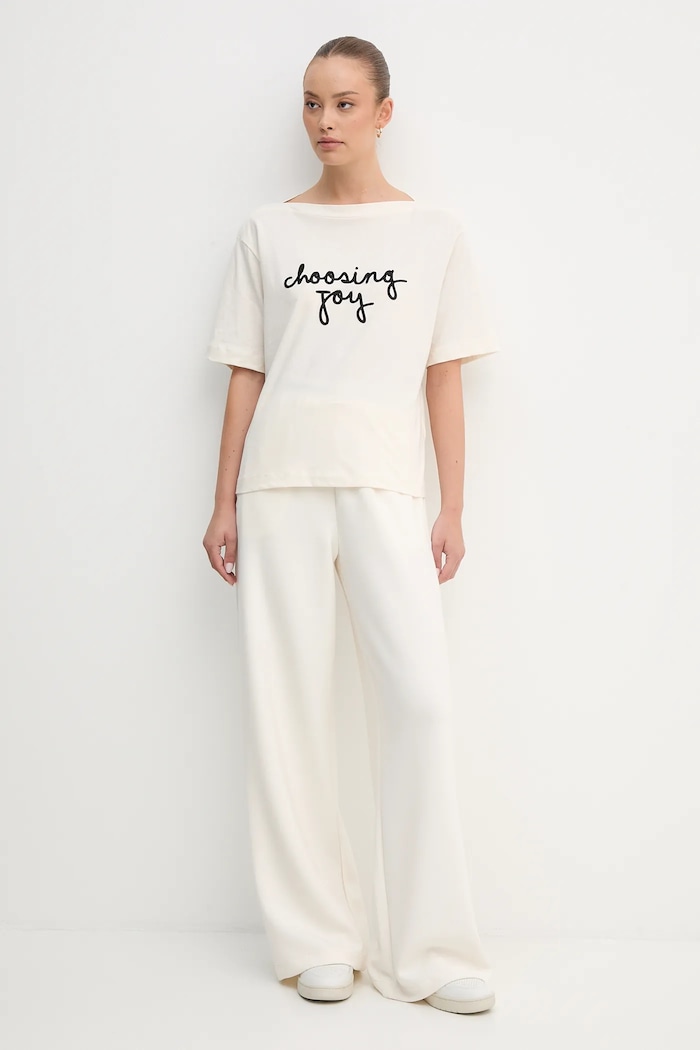 United Colors of Benetton spodnie dresowe 3QAFDF01D beżowy AW25