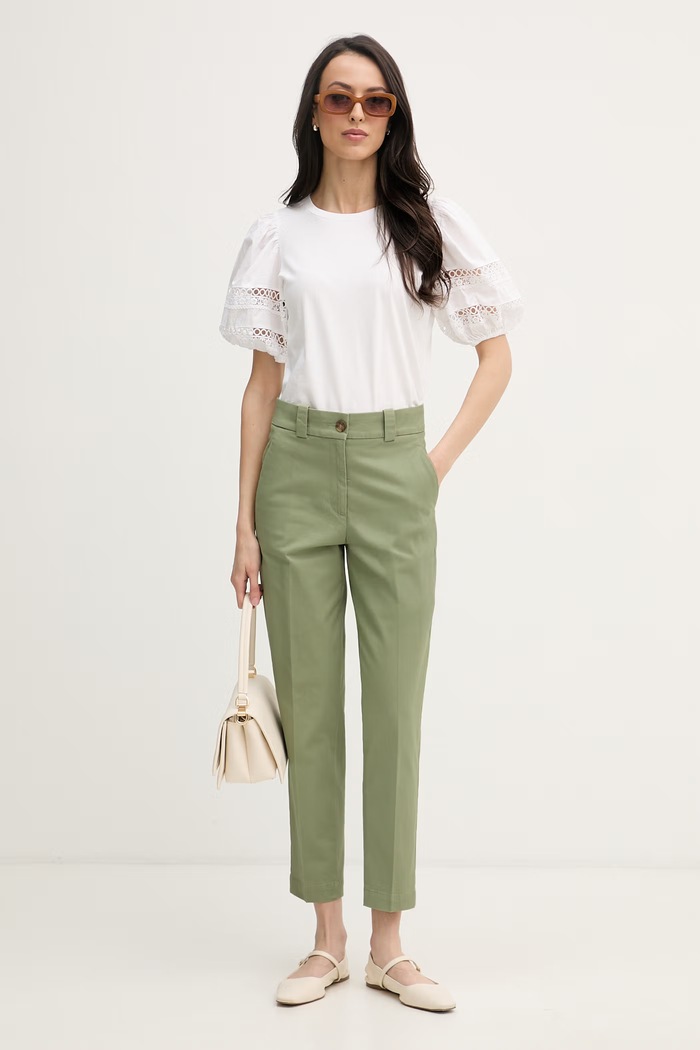 United Colors of Benetton spodnie slim fit damskie 4FRXDF096 zielony SS26