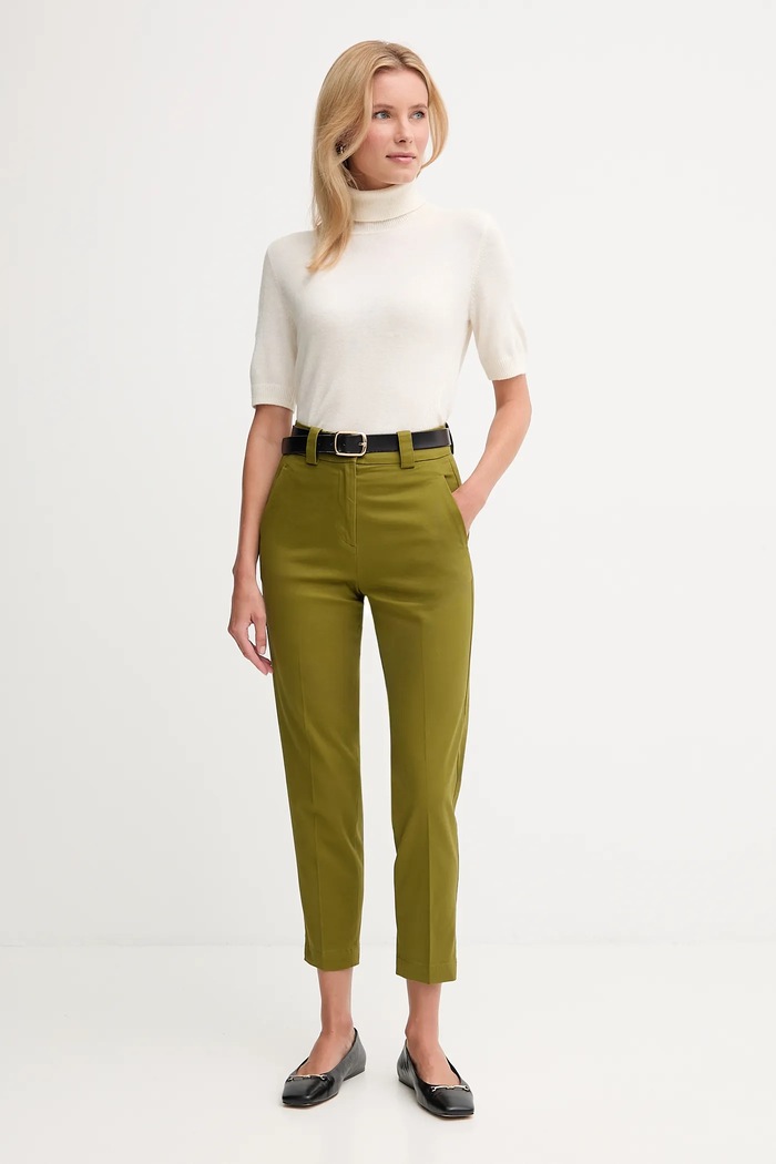 United Colors of Benetton nohavice slim fit dámske 4FRXDF096 zelená SS26