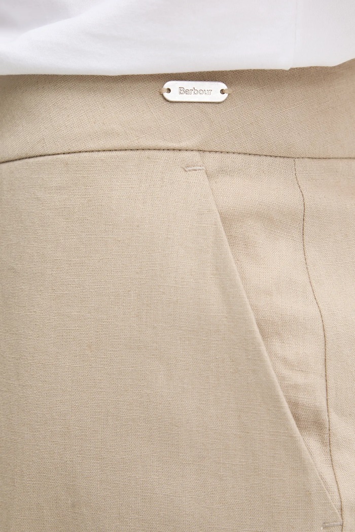 Штани з домішкою льону Barbour LUCY бежевий LTR0384