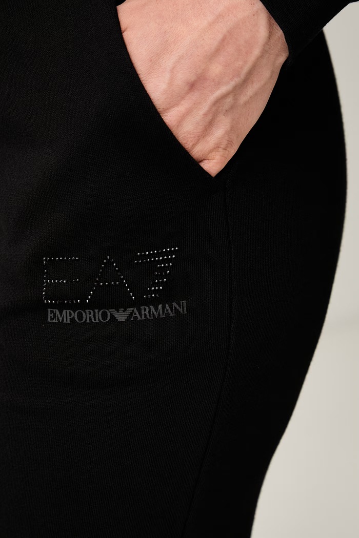 Spodnie dresowe damskie z bawełną EA7 Emporio Armani AF15831.7W000538 czarny