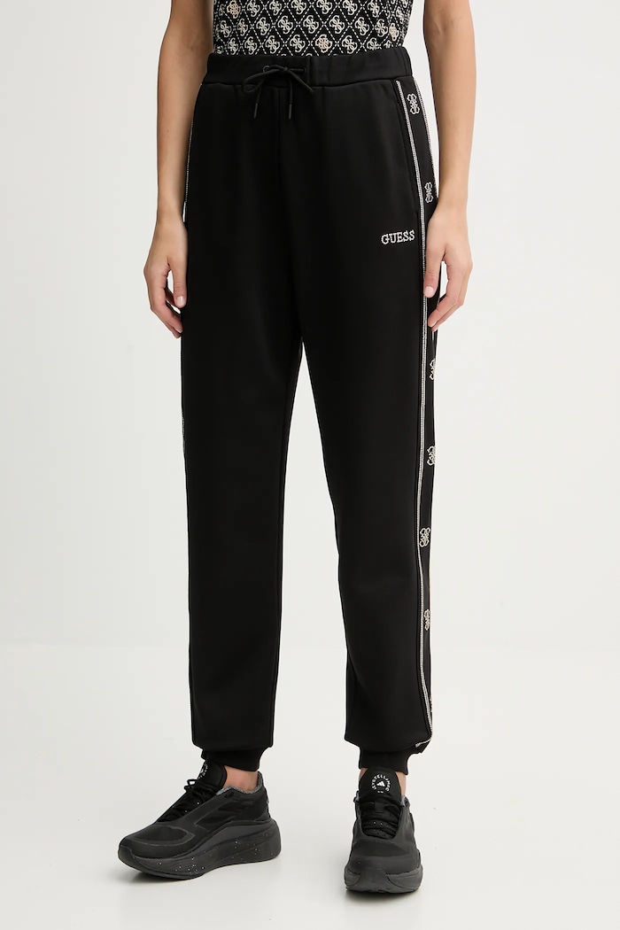 Tepláky Guess OCTAVIA s elastanom čierna V5BB23.KCX22
