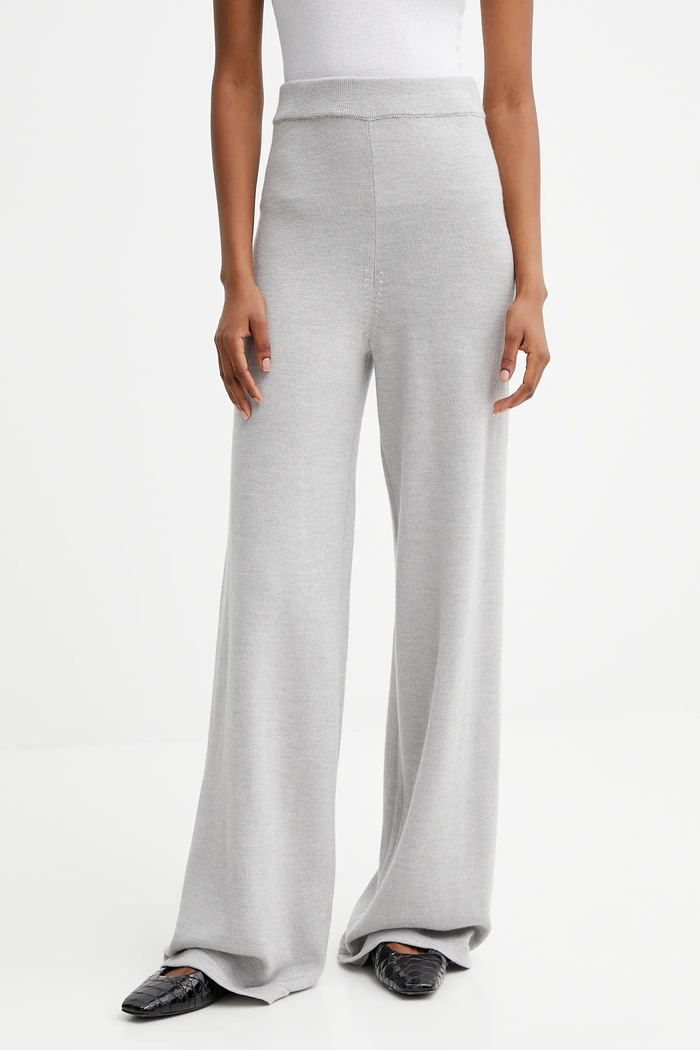 MM by Max Mara spodnie dresowe wełniane HAMBURG dzianina szary 2526336018600