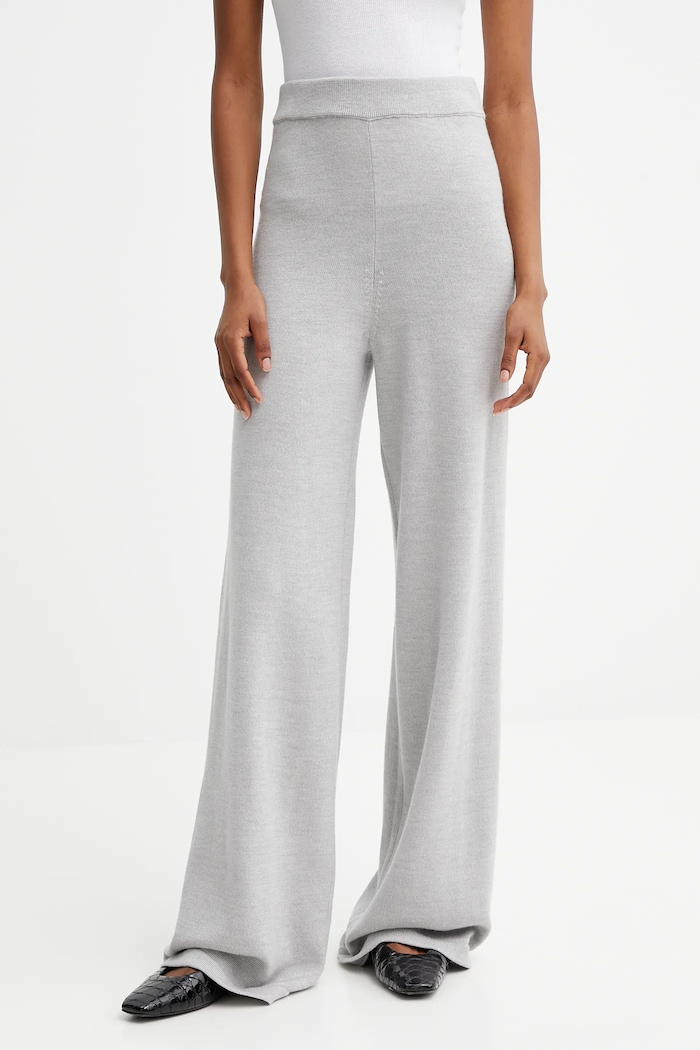 MM by Max Mara spodnie dresowe wełniane HAMBURG dzianina szary 2526336018600