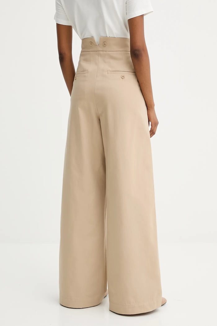 Oblečení Weekend Max Mara Bavlněné kalhoty Weekend Max Mara ALFEO 2525136101600 béžová
