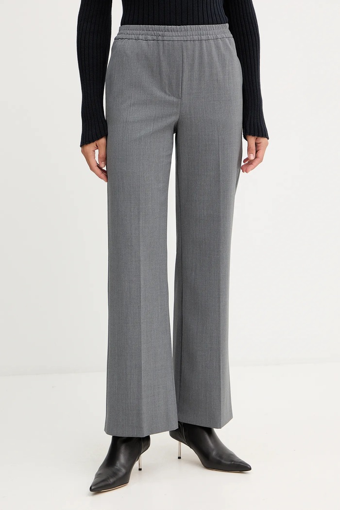 Weekend Max Mara spodnie z dodatkiem wełny PETRA z elastanem szary 2525136032600