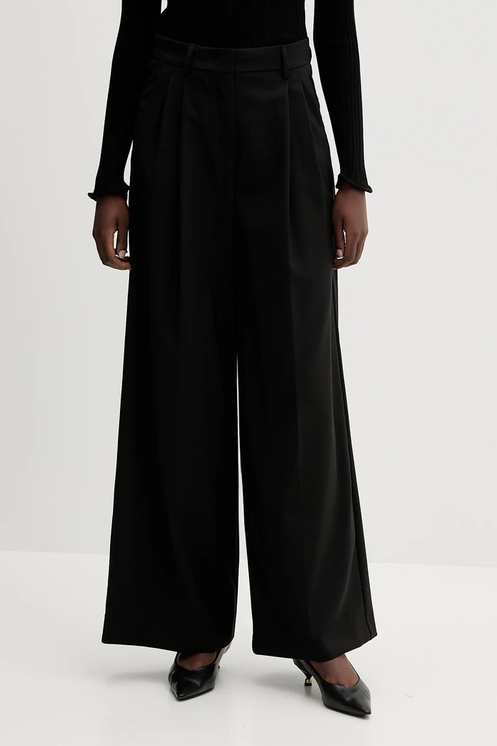 Vlnené nohavice Weekend Max Mara ADELFI látka čierna 2525136072600