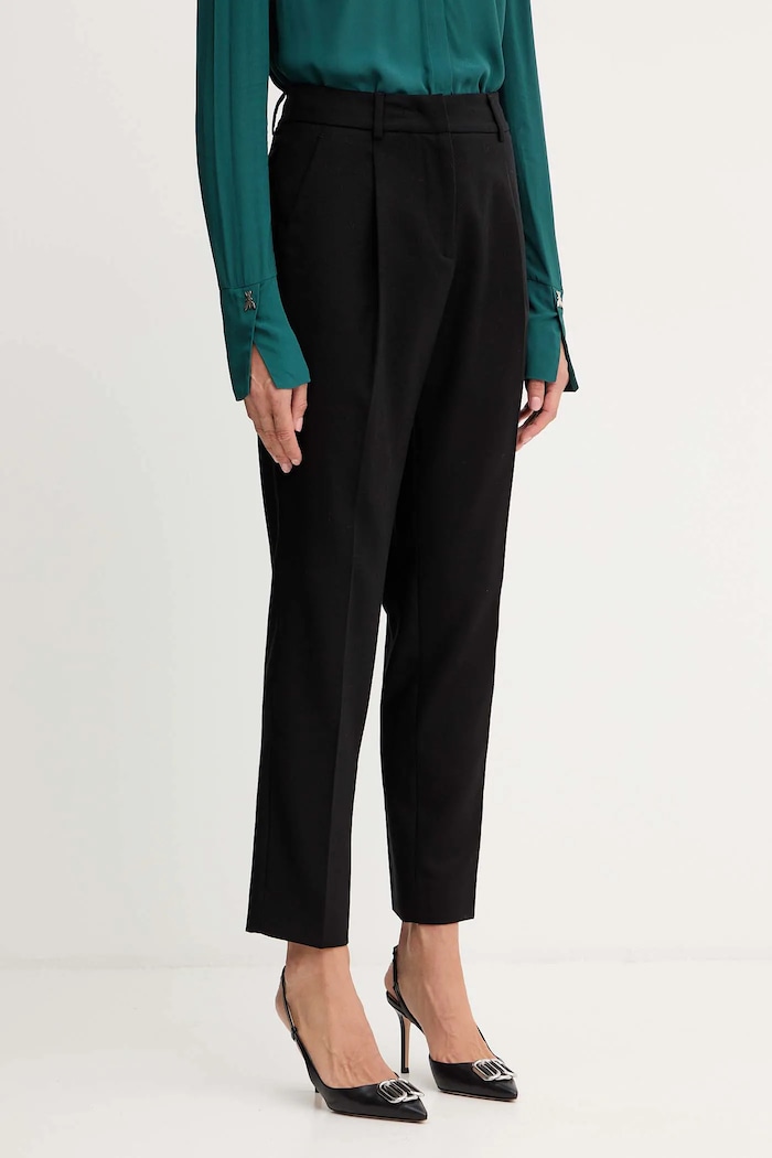 Weekend Max Mara pantaloni in misto lana CALDAIA chinos nero 2525136152600