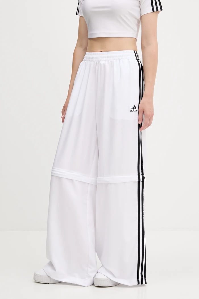 Spodnji del trenirke adidas Originals Oversized Trackpants Tkanina bela KE7571