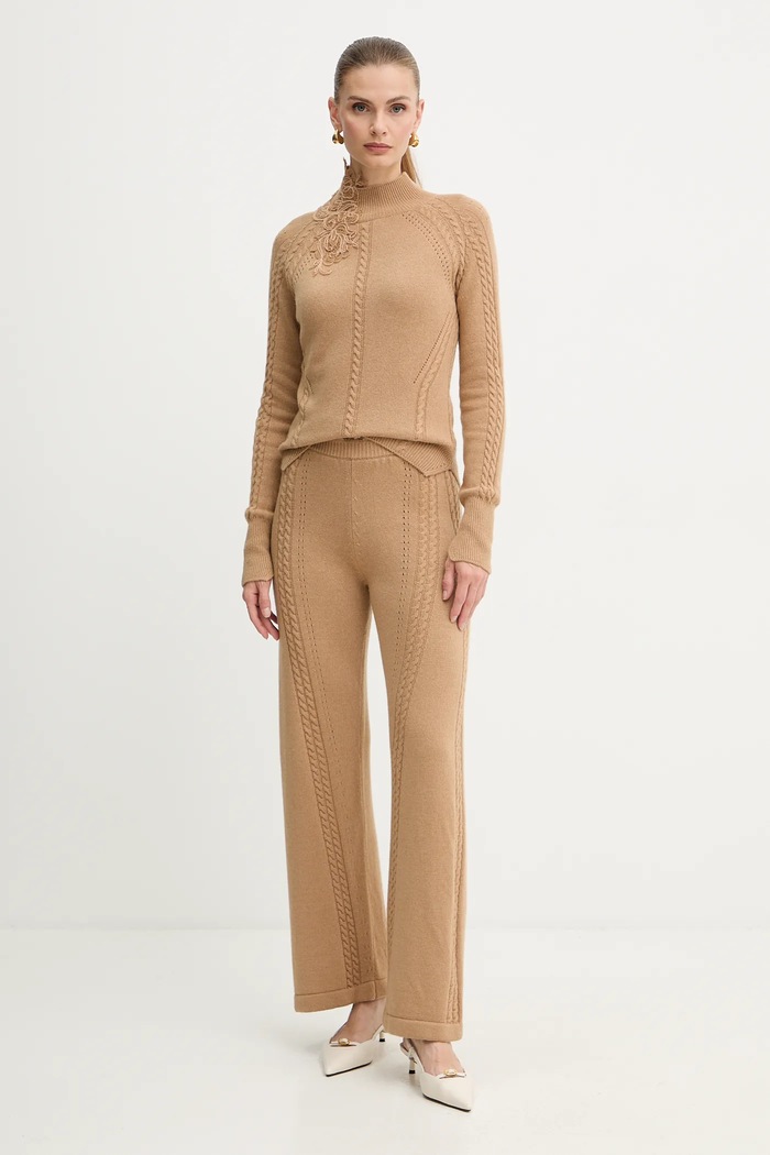 Nohavice s prímesou vlny Ermanno Scervino LIFE D474P501NJG hnedá AW25
