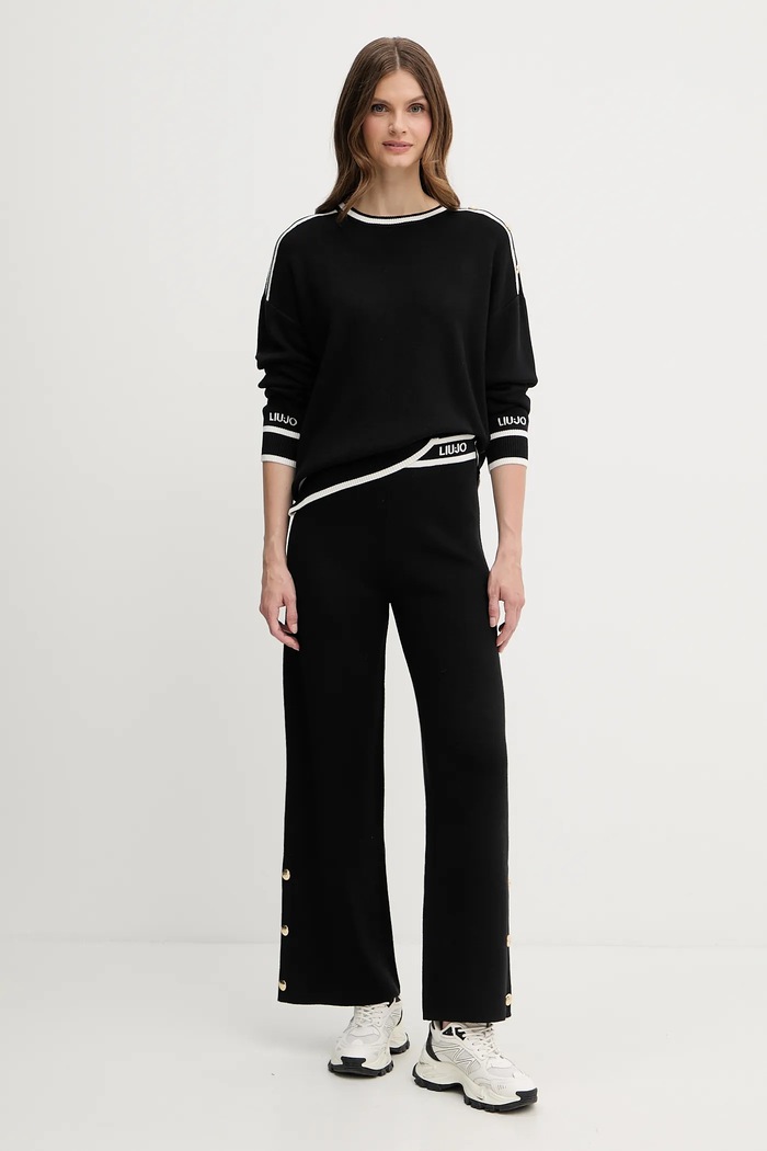 Liu Jo pantaloni con aggiunta di seta TF5252.MS59L nero AW25