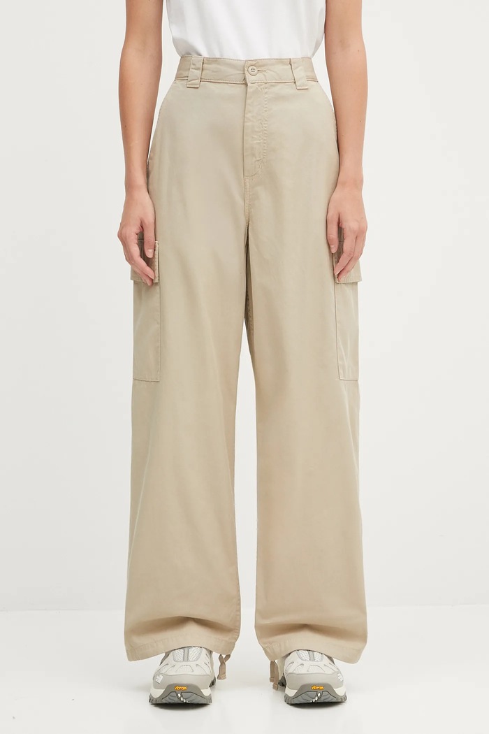 Хлопковые брюки Carhartt WIP W' Kingston гладкий бежевый I035580.G1GD