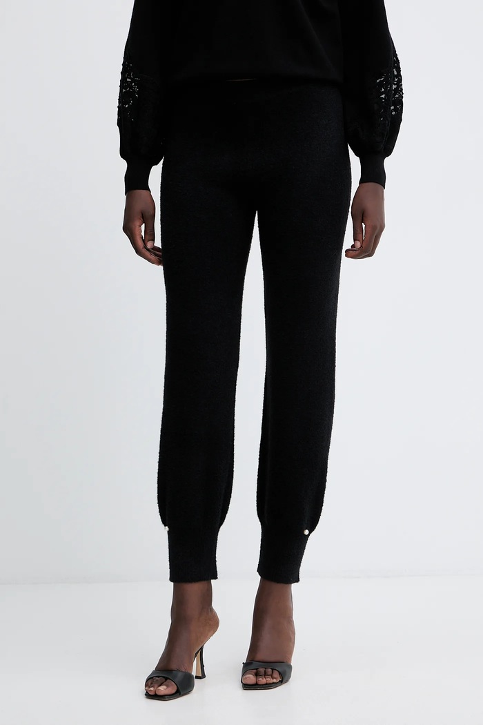 Twinset pantaloni de trening cu amestec de lână tricotaj negru 252LL3EBB