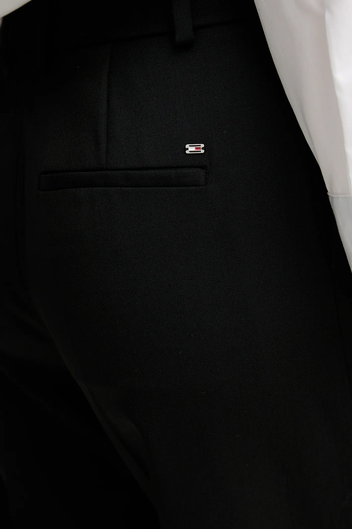 Nohavice s prímesou vlny Tommy Hilfiger čierna WW0WW48352