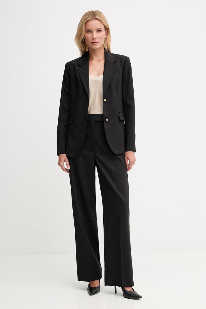 Volnene hlače Tommy Hilfiger WW0WW48362 črna AW25