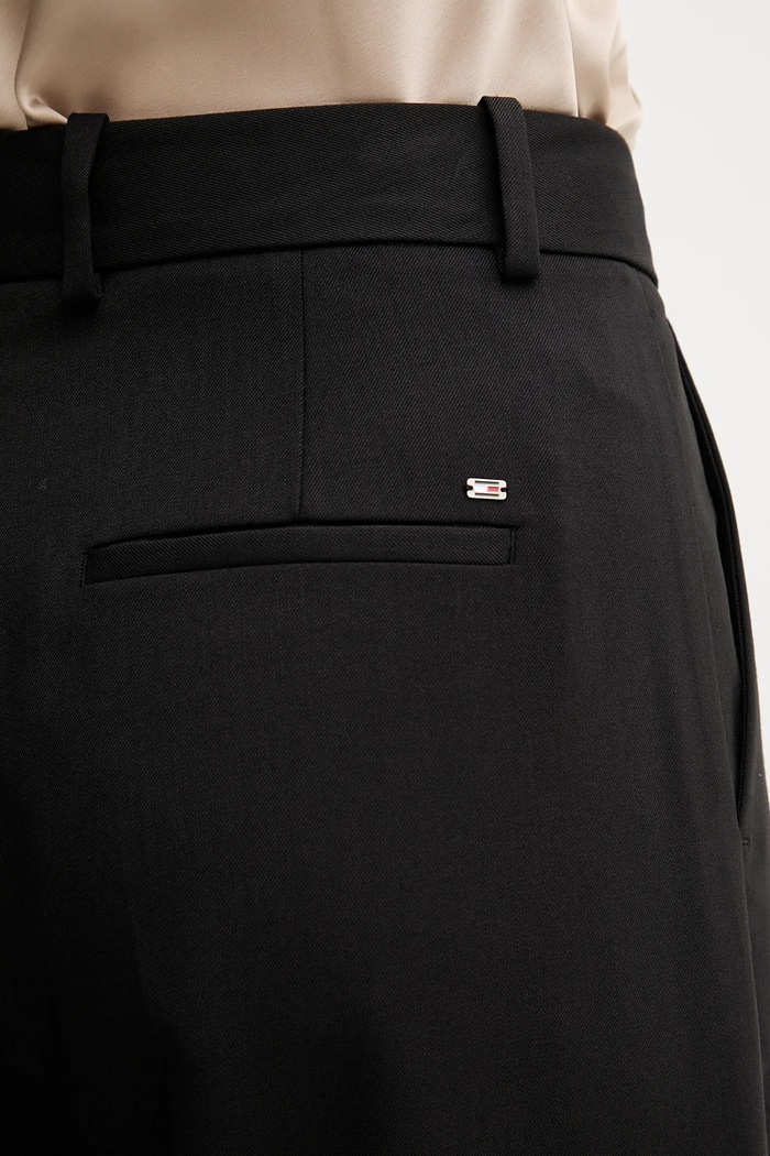 Volnene hlače Tommy Hilfiger črna WW0WW48362