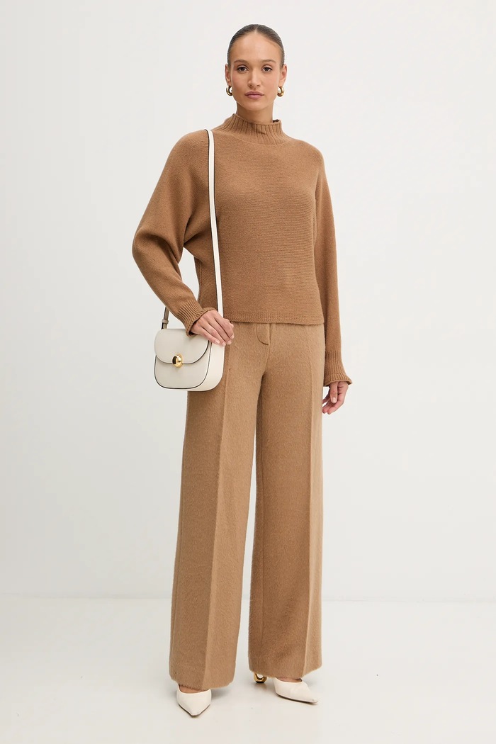 Vlnené nohavice Luisa Spagnoli 542647 hnedá AW25
