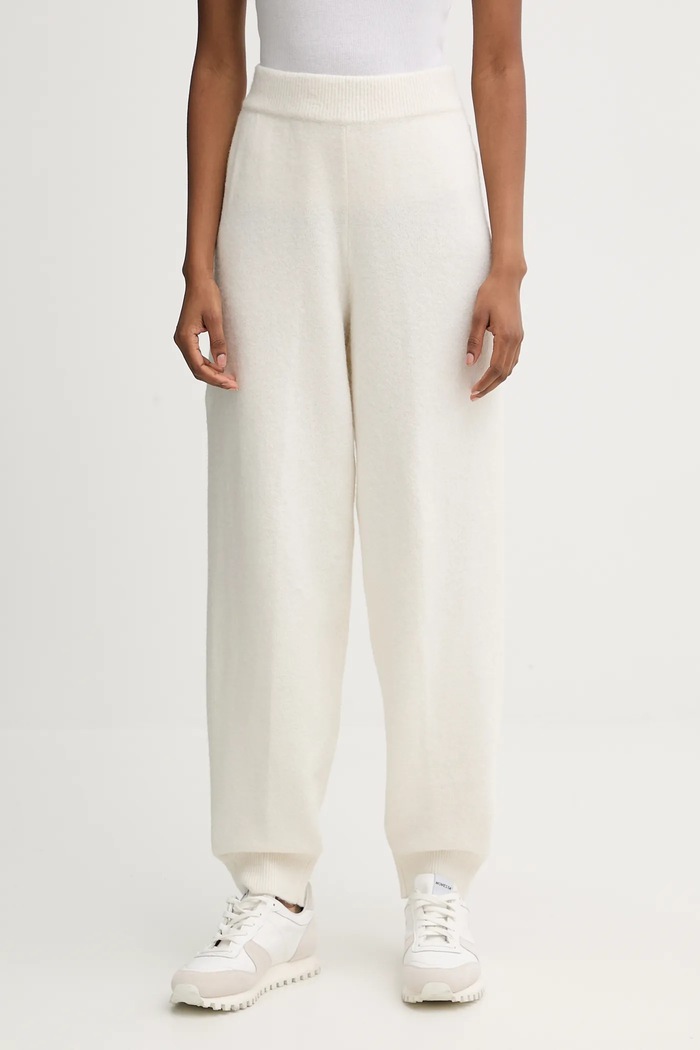 Παντελόνι lounge Calvin Klein Underwear με μείγμα μαλλιού μπεζ LV00QS7569