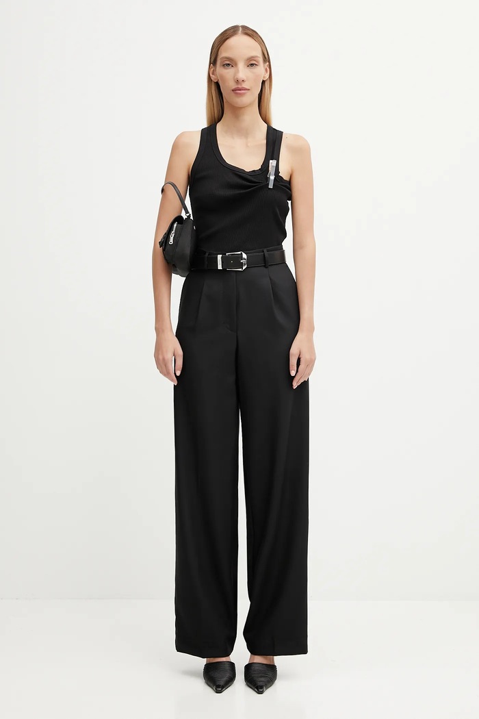 Панталон Fiorucci Wide Leg Tailored Wool W02FPBPA464WO01BK01 черен