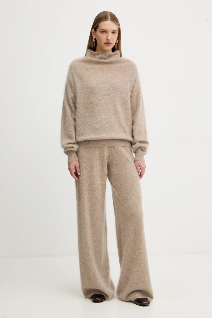 Παντελόνι φόρμας από κασμίρ BOSS Dalessandra 50550831 μπεζ AW25