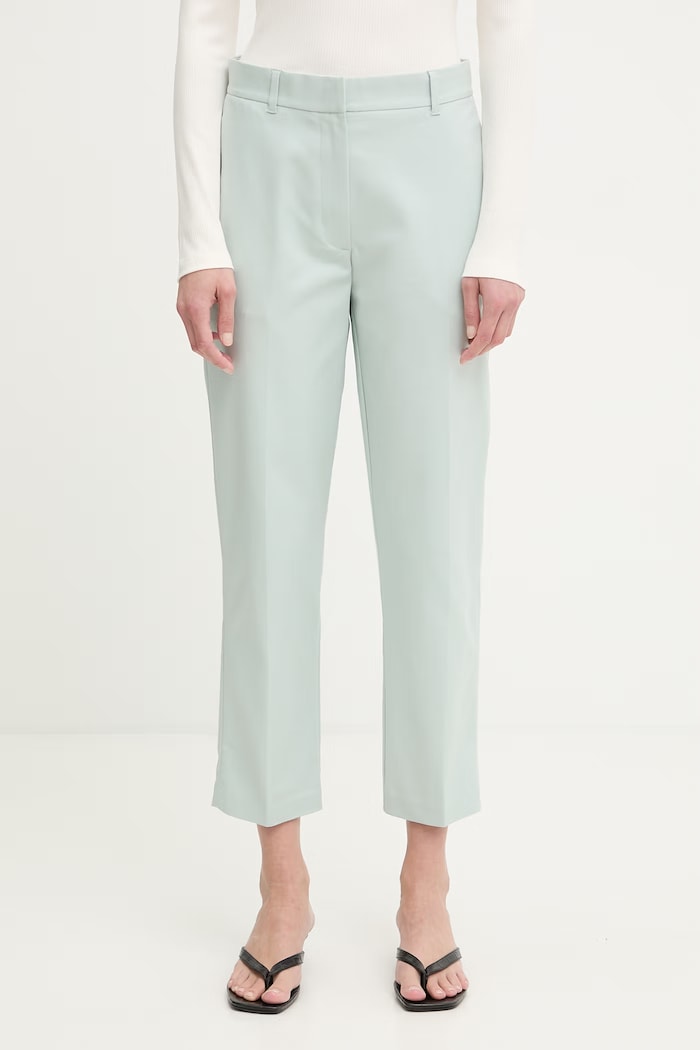 Calvin Klein Nohavice chinos dámske bavlnené s elastanom tyrkysová LV044B916G