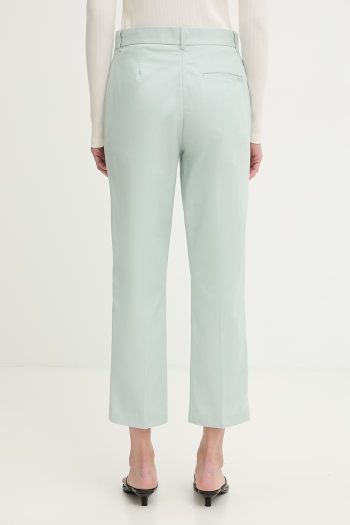 Oblečenie Calvin Klein Nohavice chinos dámske bavlnené s elastanom LV044B916G tyrkysová