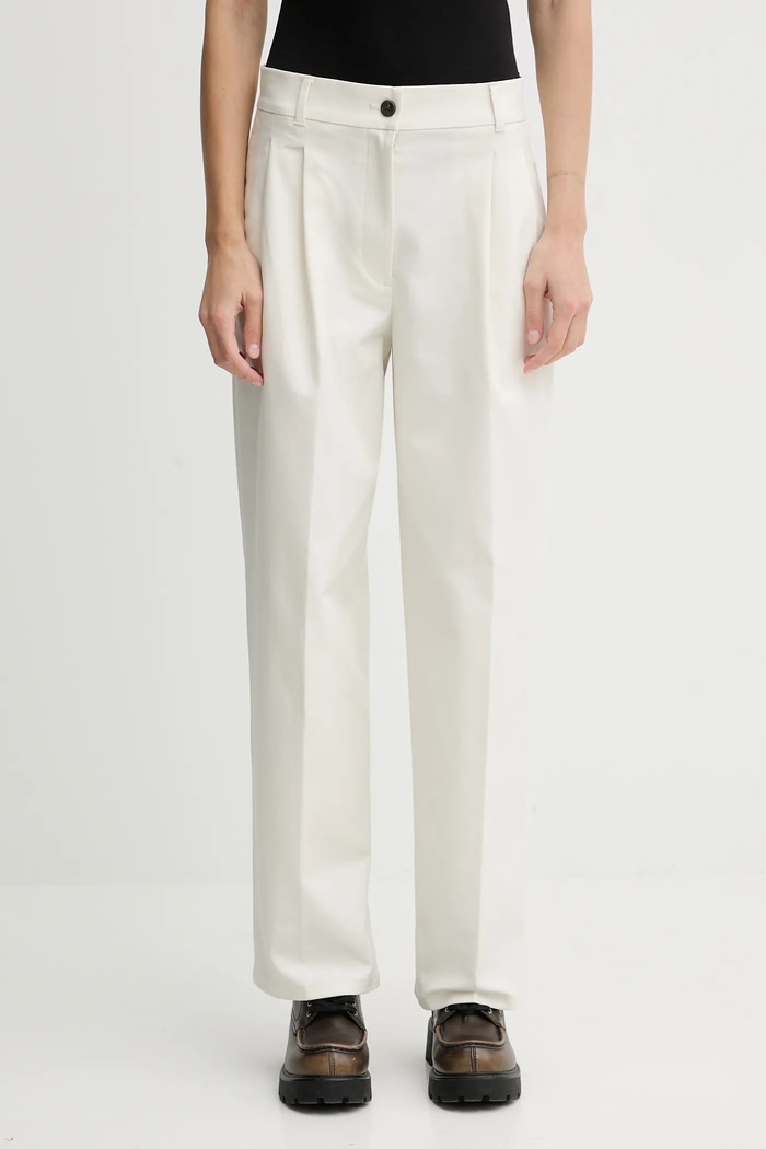 Kalhoty Calvin Klein high béžová LV044D664G