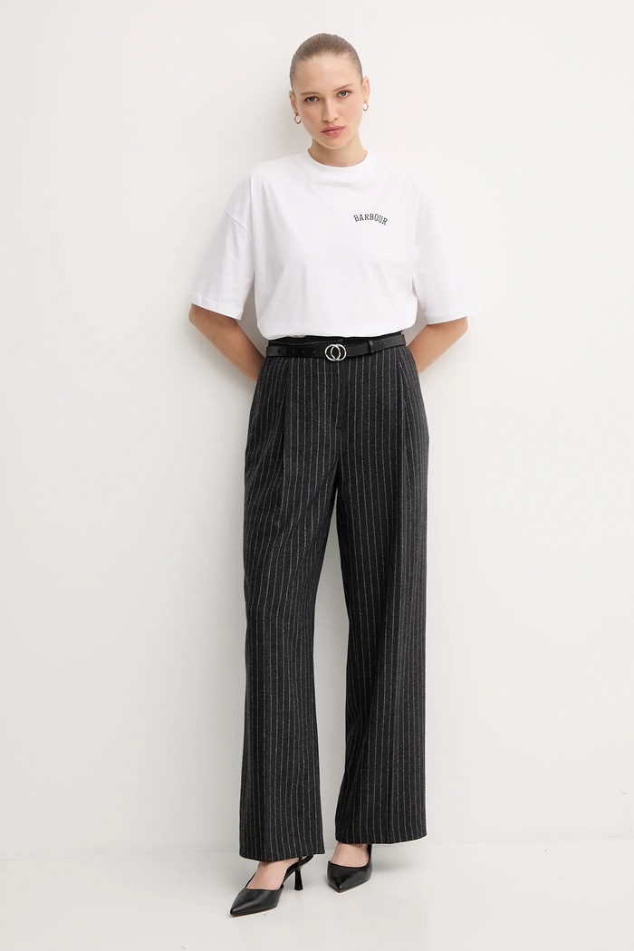 Barbour pantaloni cu lână BLAKELY LTR0396 gri AW25
