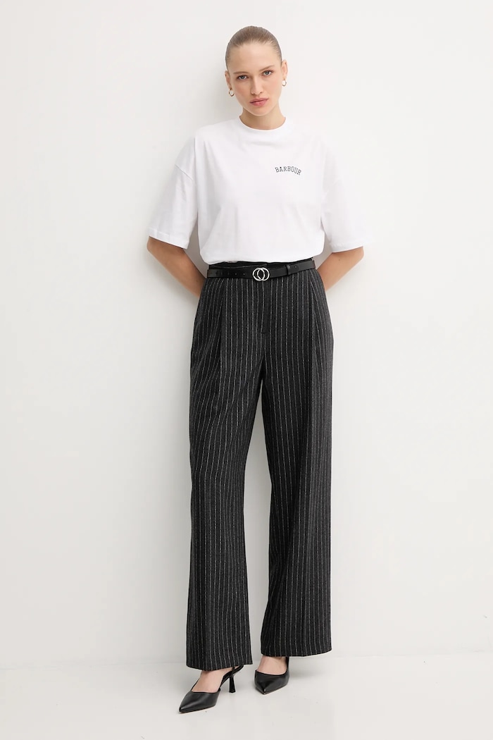 Barbour pantaloni cu lână BLAKELY LTR0396 gri AW25