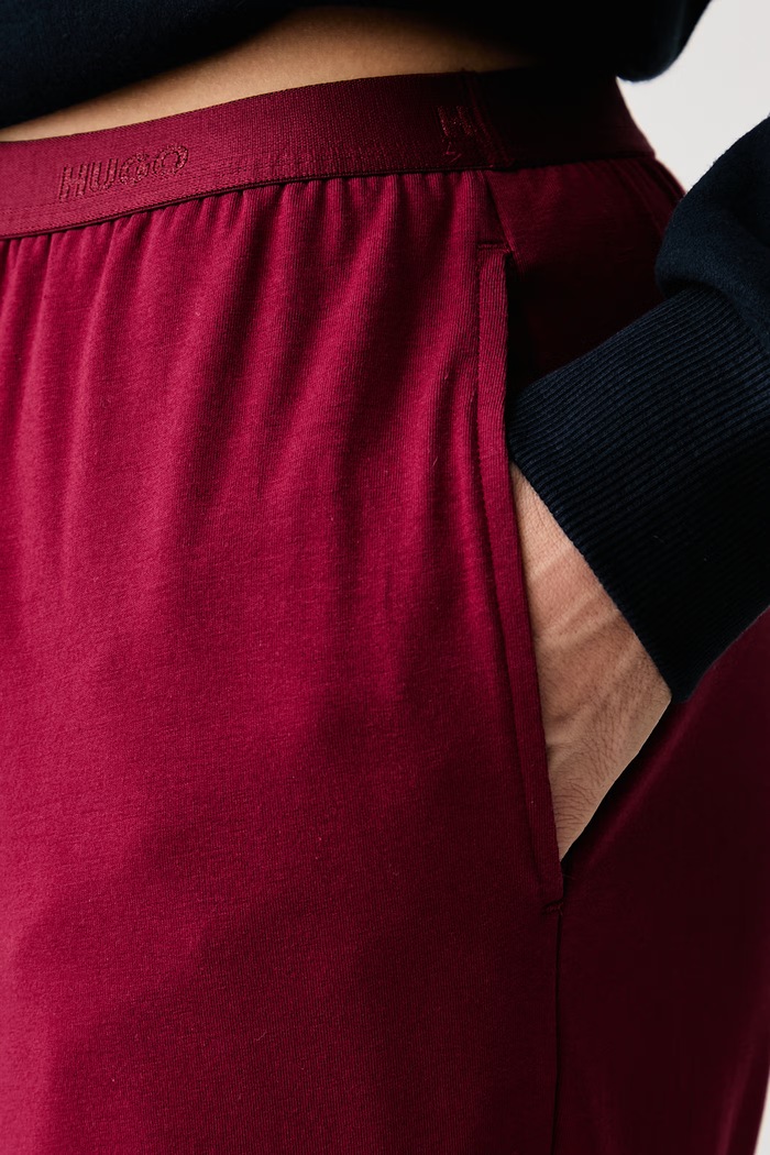 Домашен панталон дамски от памук с еластан HUGO ID PANTS HUGO 50555624 червен