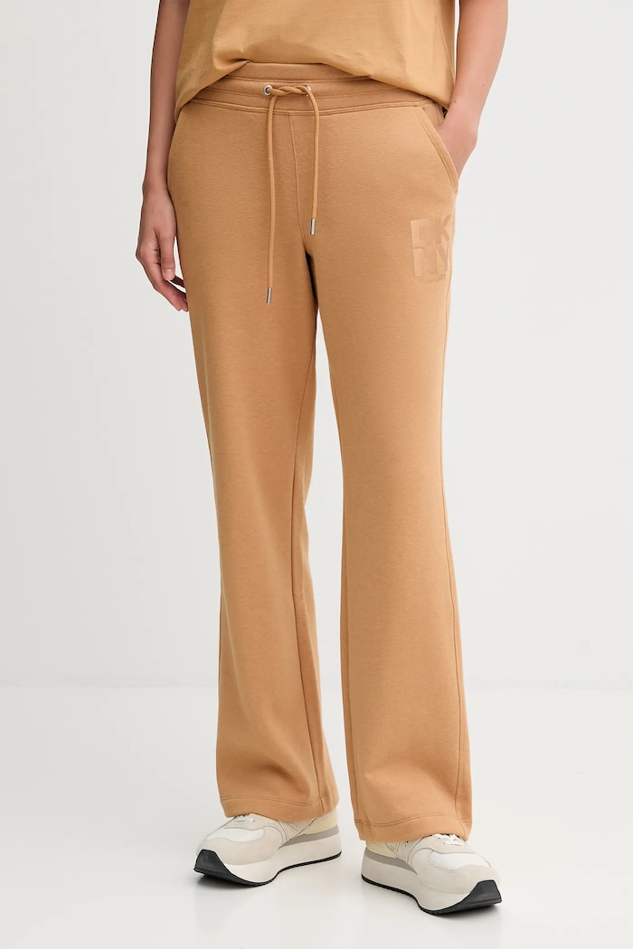 Dkny spodnie dresowe dzianina brązowy DP5P3758