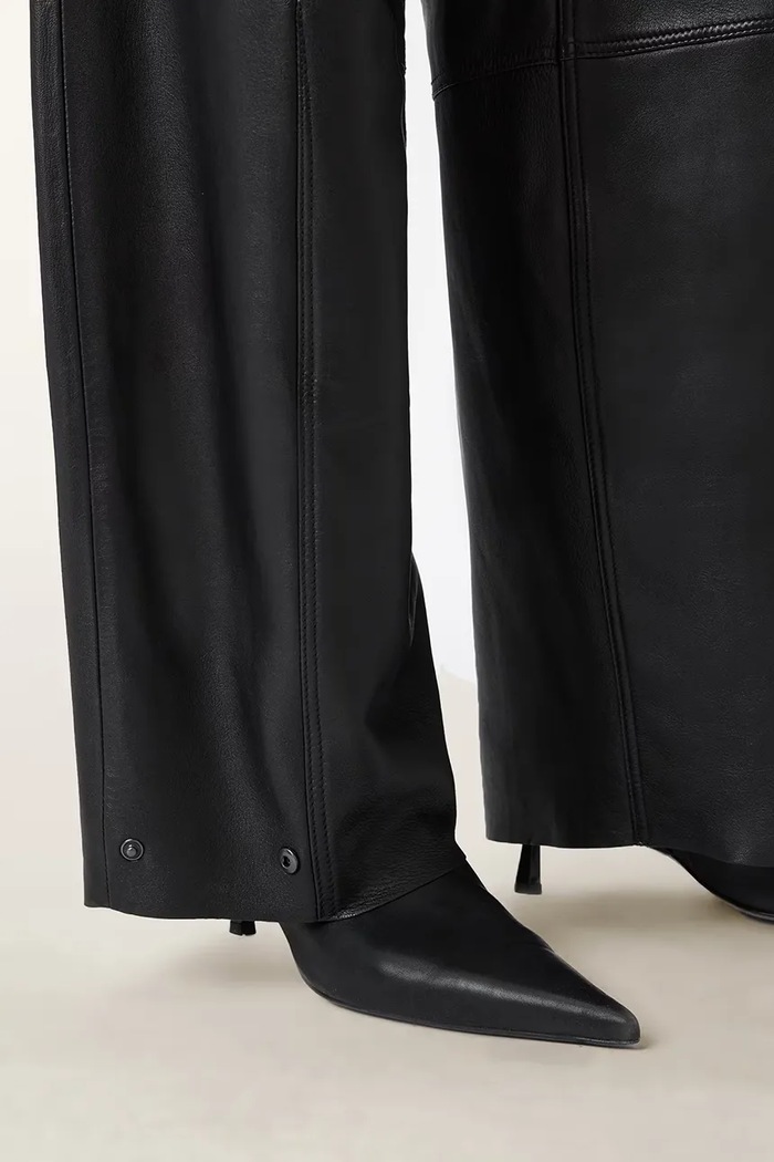 Kožené nohavice AllSaints JETT W026TD čierna