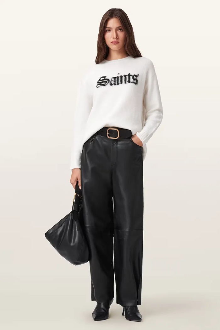 Kožené nohavice AllSaints JETT W026TD