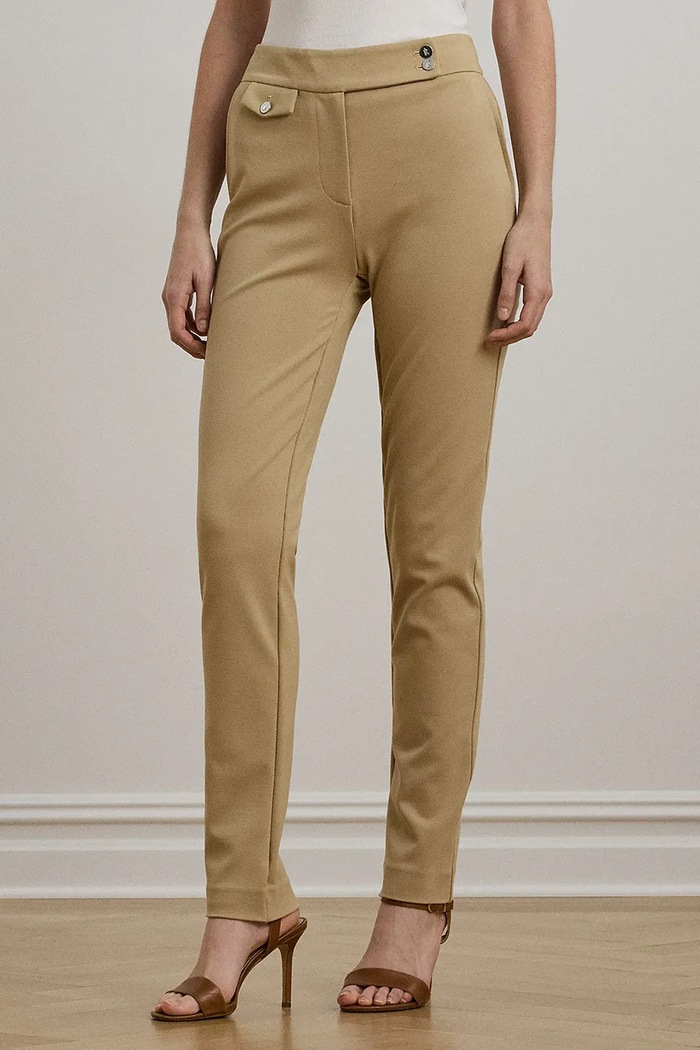 Lauren Ralph Lauren spodnie z elastanem beżowy 200980023