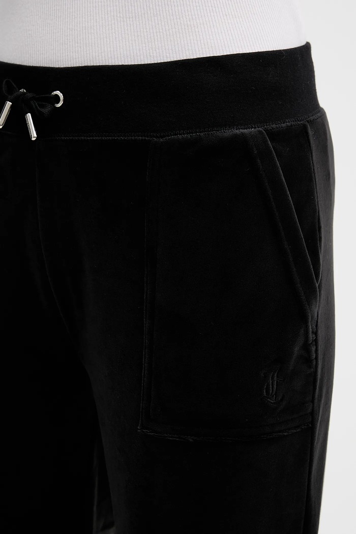 Juicy Couture spodnie dresowe welurowe czarny JCBBJ225802