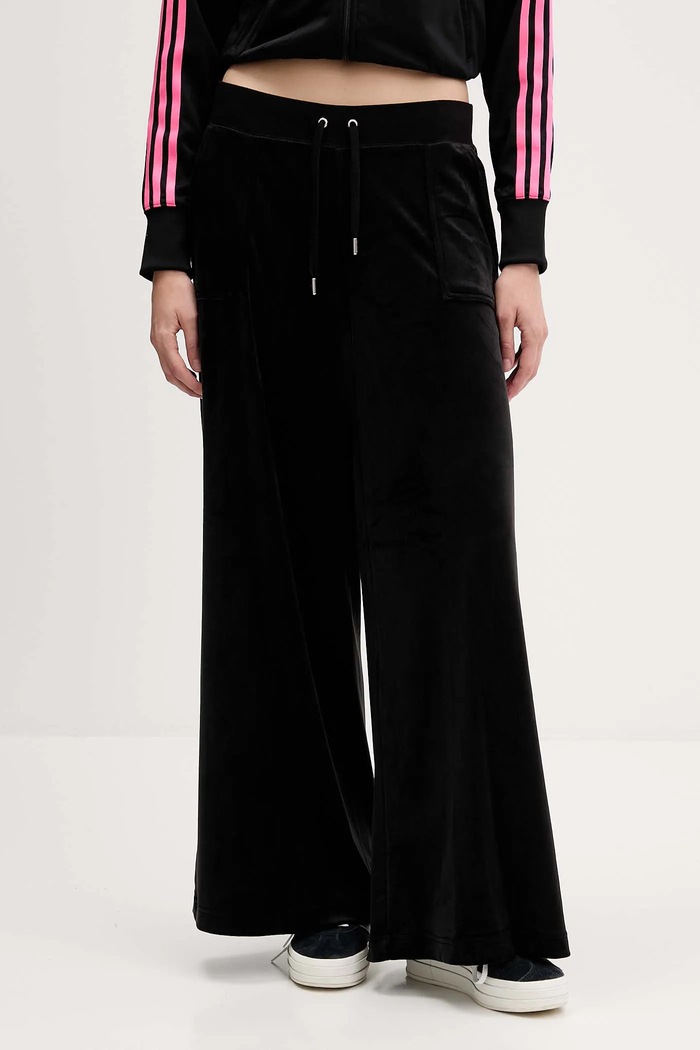 Juicy Couture dámska bavlnená YUKA WIDE LEG melanž čierna JCBBJ225803