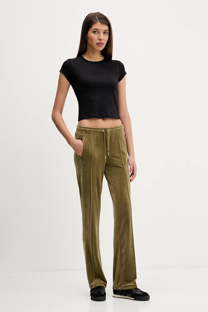 Donji dio trenirke od velura Juicy Couture JCWBJ225307 zelena SS26