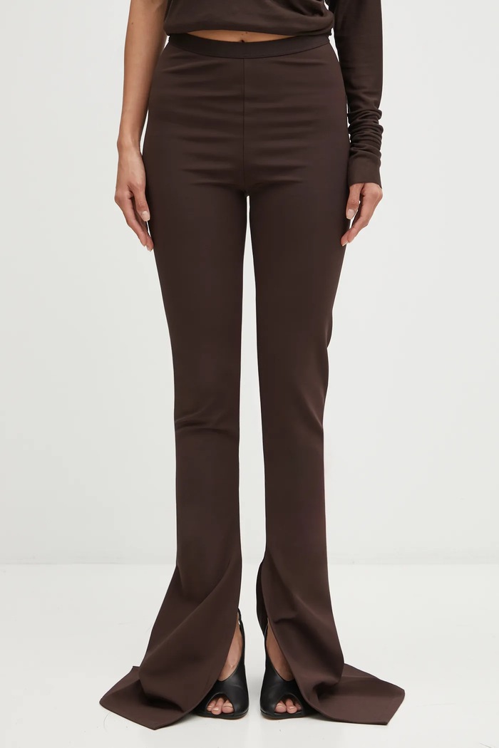 Hlače Rick Owens Lilies Carmen s elastinom smeđa LI02E3331.JCVS
