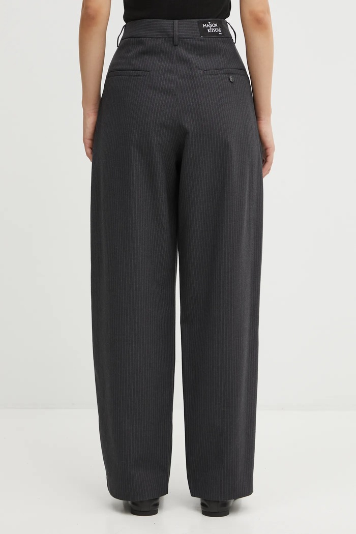 Clothing Maison Kitsuné Trousers with wool blend Double Pleated PW01126WT3022 gray