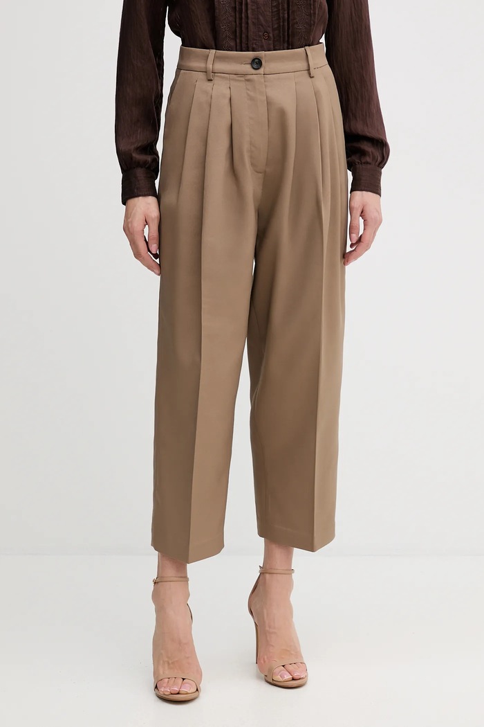 Sisley spodnie z elastanem brązowy 4V99LF07S