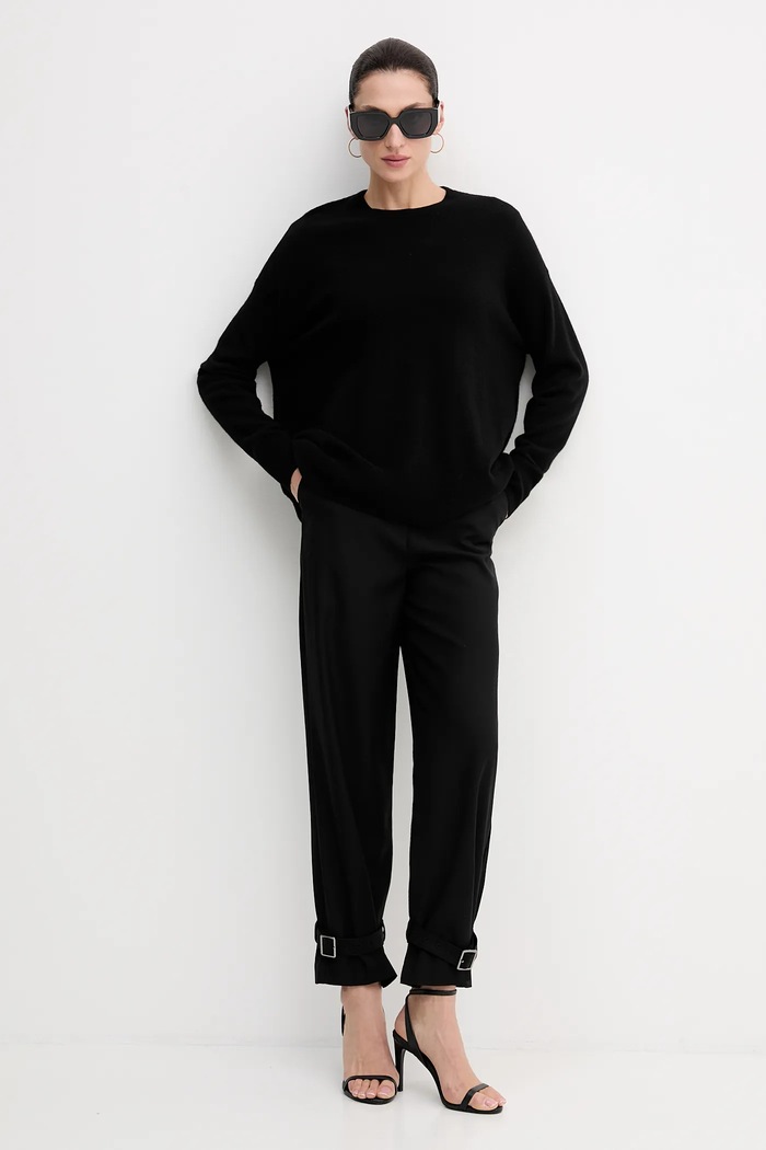 Sisley spodnie z domieszką wełny 41FQLF080 czarny AW25