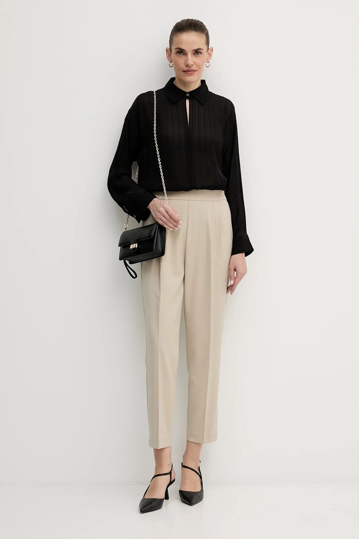 Sisley spodnie 41YPLF043 beżowy AW25