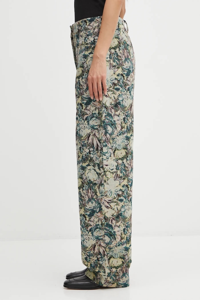 GANNI spodnie Tapestry Jacquard W0777 zielony AW25