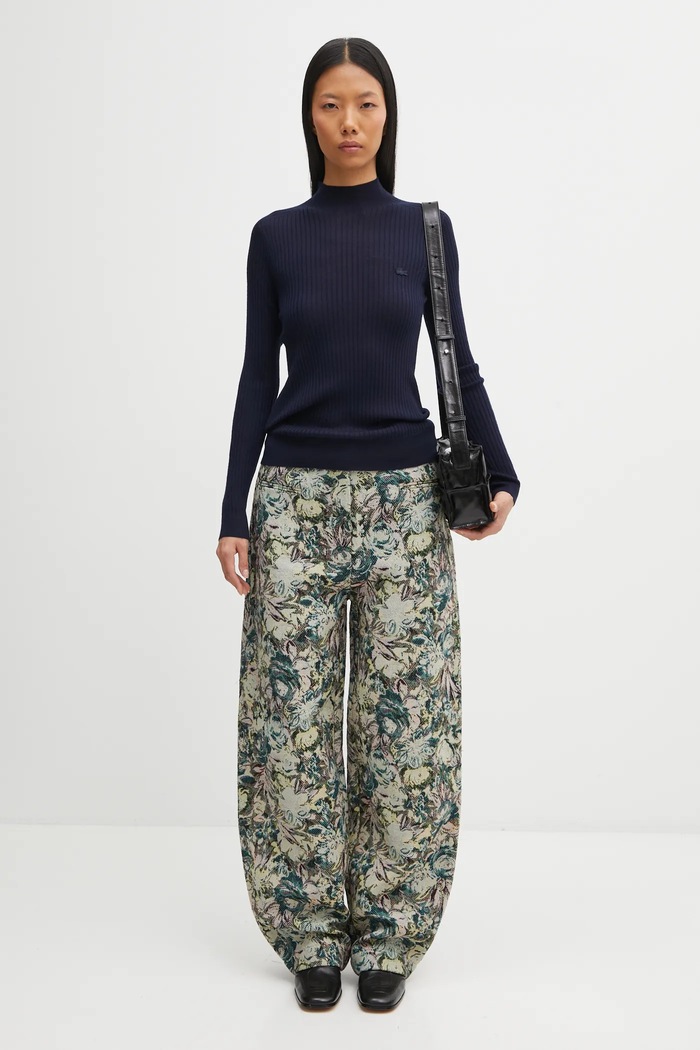 GANNI spodnie Tapestry Jacquard W0777 zielony