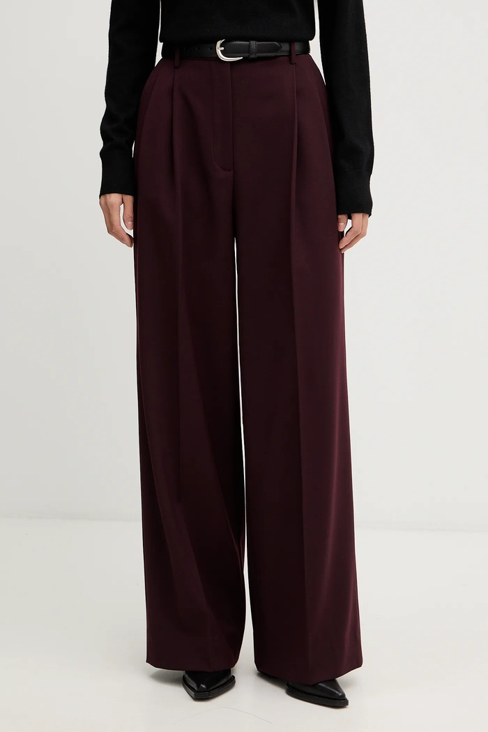 Hlače s dodatkom vune Filippa K s elastinom bordo 32511.FK
