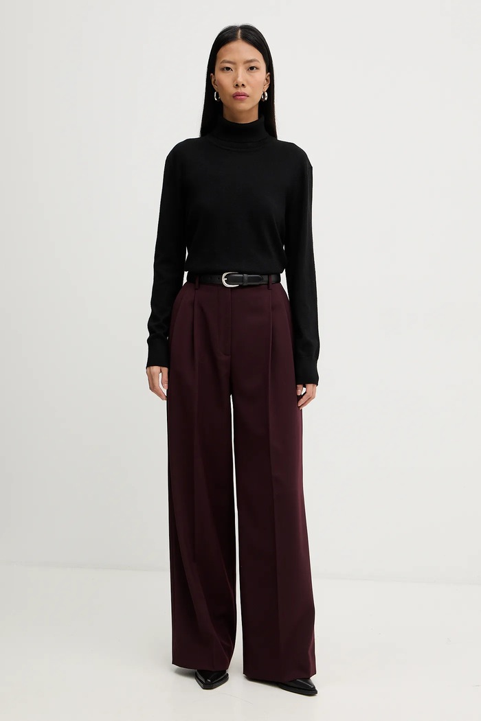 Hlače s dodatkom vune Filippa K 32511.FK bordo AW25
